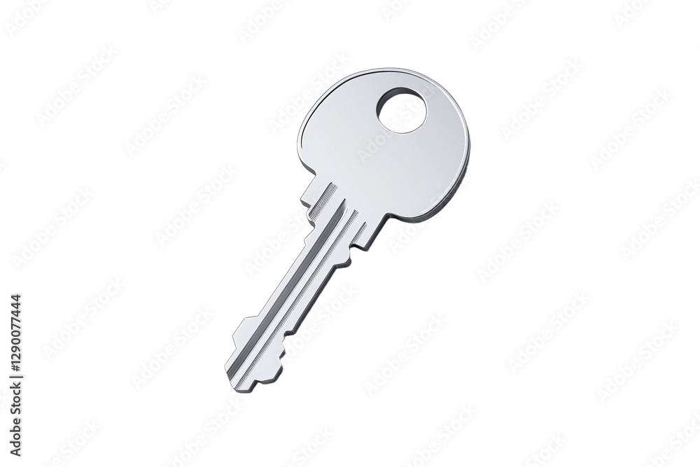 Silver key with a hole in the middle, isolated Silver key with a hole in the middle, isolated