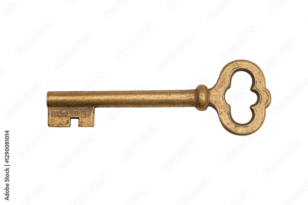 Gold key with a black handle, isolated Gold key with a black handle, isolated
