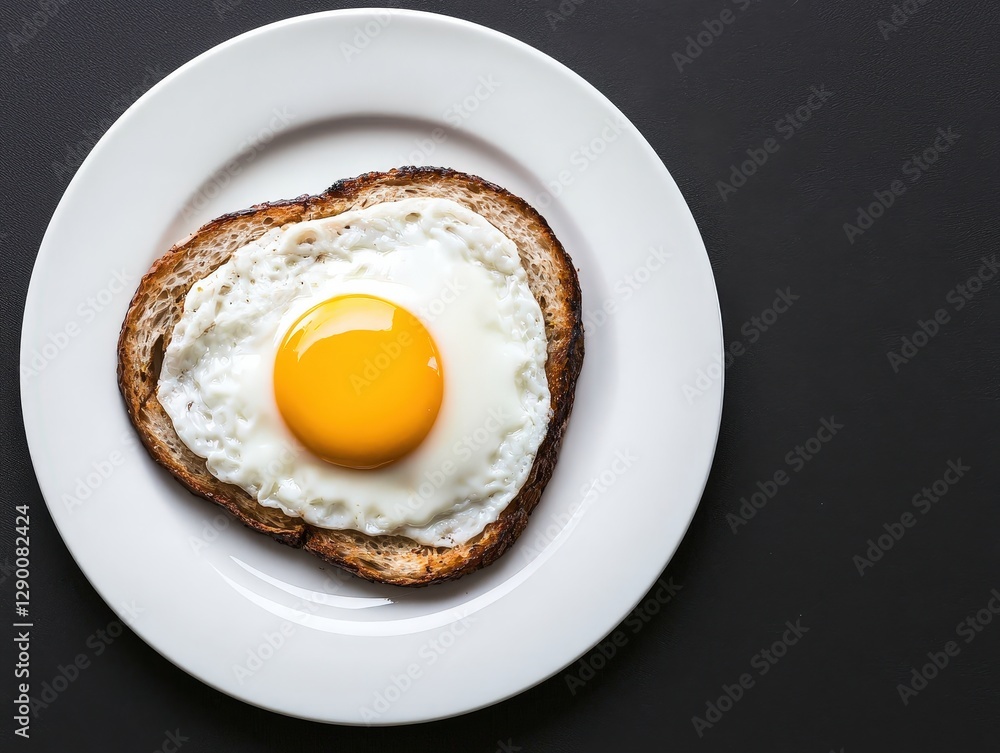 A delicious fried egg sitting perfectly on a toasted slice of bread with a golden yolk and crisp edges ready to serve A delicious fried egg sitting perfectly on a toasted slice of bread with a golden yolk and crisp edges ready to serve