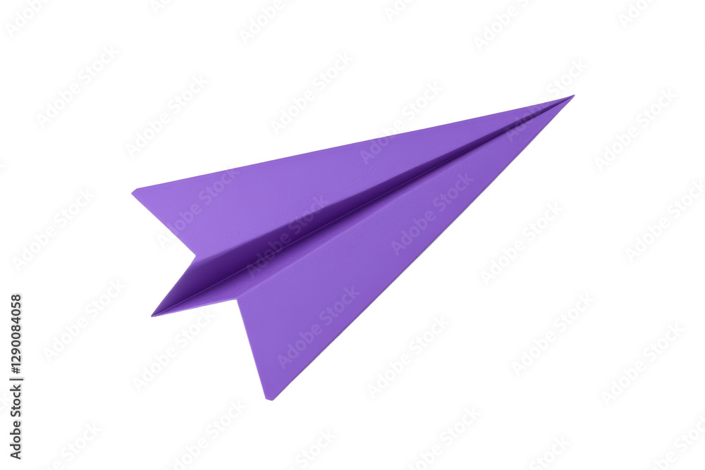 Purple paper airplane is flying in the air, isolated Purple paper airplane is flying in the air, isolated