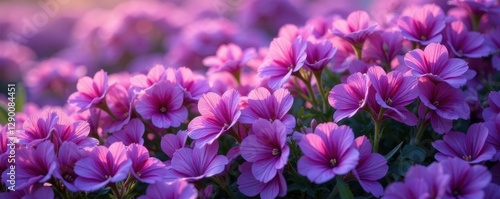 Dense purple flower carpet, vibrant blooms intertwined, macro, violet