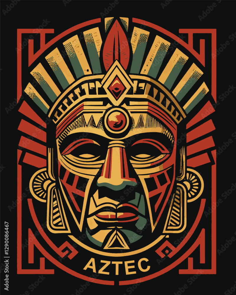 Aztec Mask Design in Vector for T-shirt Printing, Featuring a Unique Risograph Effect
Aztec Mask Design in Vector for T-shirt Printing, Featuring a Unique Risograph Effect