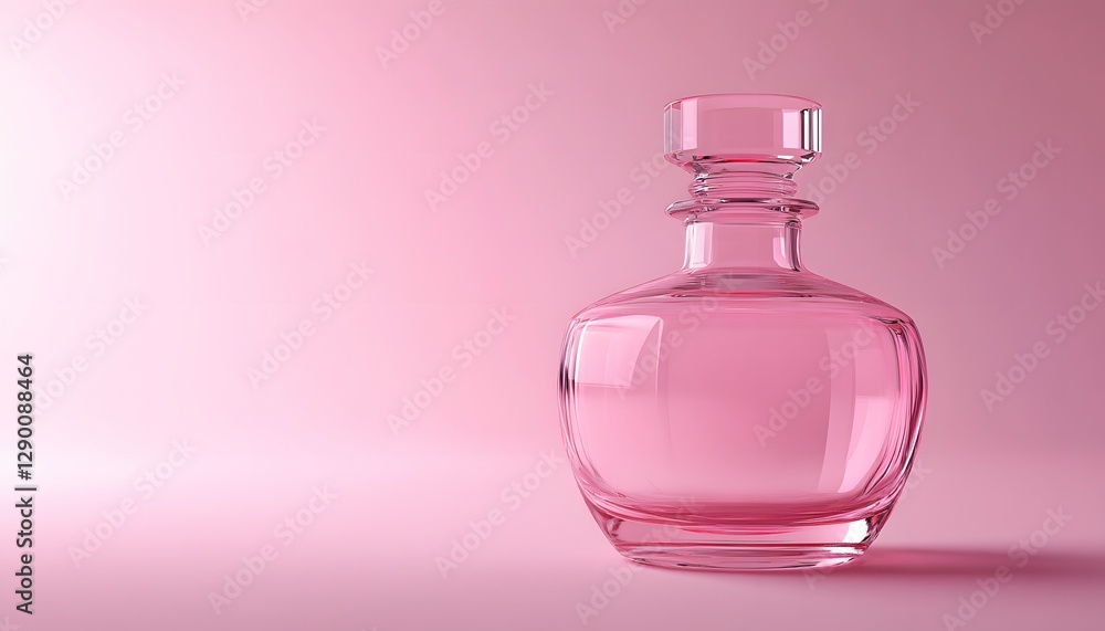 Pink Glass Decanter On Pink Background Pink Glass Decanter On Pink Background