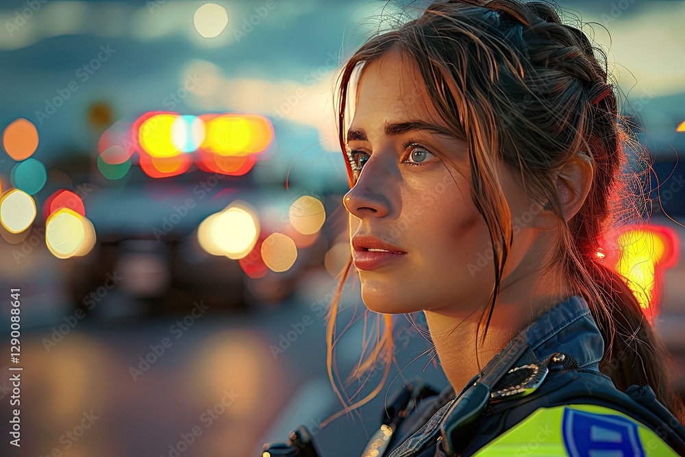 highway patrol officer interviewing witnesses at the scene of a traffic accident highway patrol officer interviewing witnesses at the scene of a traffic accident