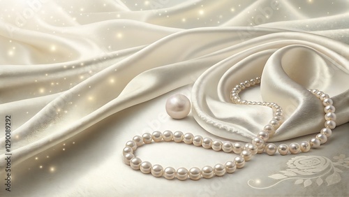 Pearl White Background with Flowing Silk Texture and Gentle Shadow Effects Ideal for wedding invitations, luxury branding, fashion lookbooks, and high-end packaging photo