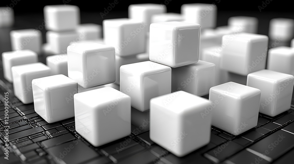 A collection of white cubes arranged artistically on a textured surface, creating a modern aesthetic A collection of white cubes arranged artistically on a textured surface, creating a modern aesthetic