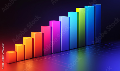 Free Download Vibrant bar chart featuring each bar taller than the last, illustrating growth and progress trends - GFXLoad