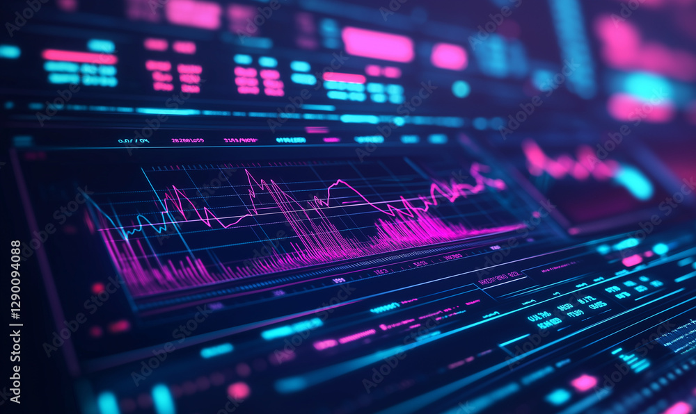High-tech dashboard displaying a graph with exponential growth trends, merging data insights with digital innovation High-tech dashboard displaying a graph with exponential growth trends, merging data insights with digital innovation
