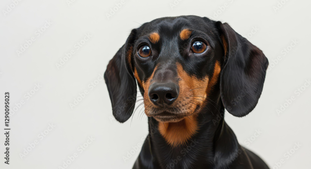 Adorable Black and Tan Dachshund Puppy Dog Portrait Close Up Studio Shot Adorable Black and Tan Dachshund Puppy Dog Portrait Close Up Studio Shot