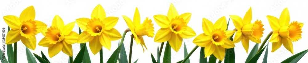 Vibrant yellow daffodils, fully bloomed, isolated , blossom, daffodil, botany Vibrant yellow daffodils, fully bloomed, isolated , blossom, daffodil, botany