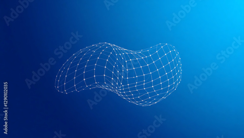 Abstract 3D Mesh Grid: Geometric Digital Design & Visualization Background in Blue Light - Futuristic Networks & Innovative Shapes for Technology & Scientific Simulation