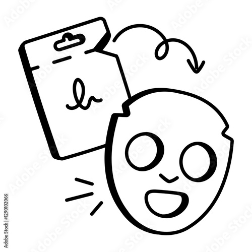 Face mask icon in doodle style 

