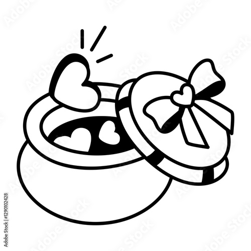 Trinket pot icon in hand drawn style 
