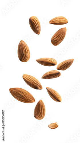Wallpaper Mural flying almonds isolated on transparent white background, clipping path Torontodigital.ca