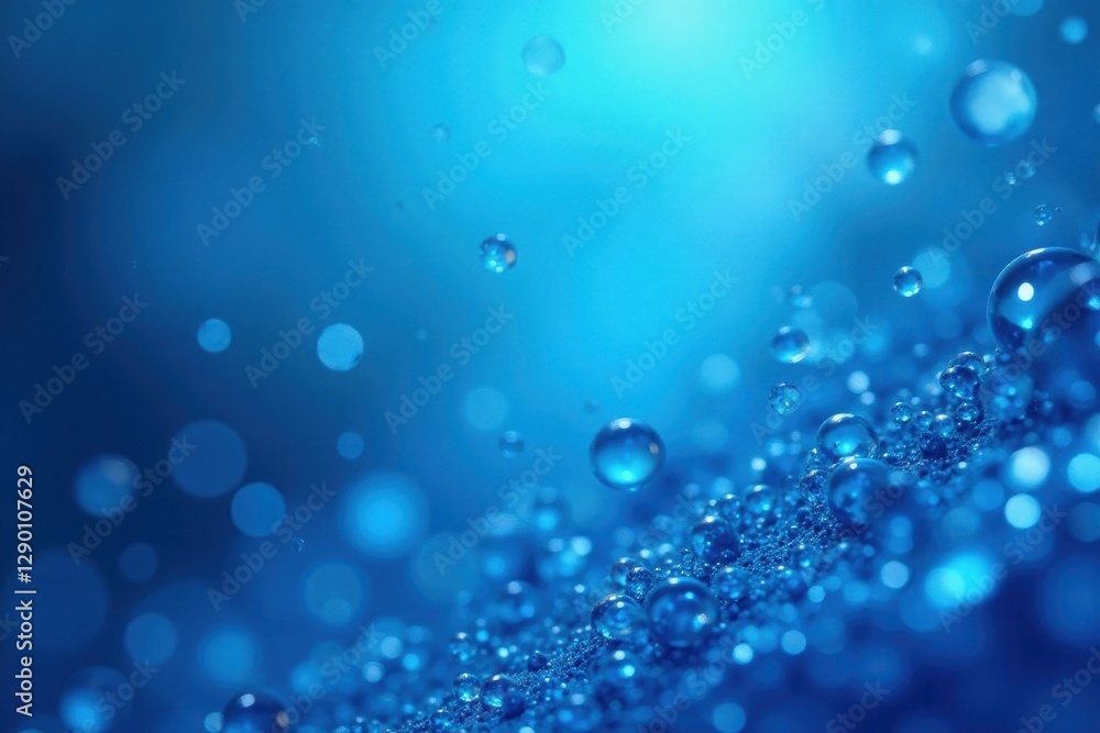 Shimmering blue abstract background with translucent droplets , cool, light Shimmering blue abstract background with translucent droplets , cool, light