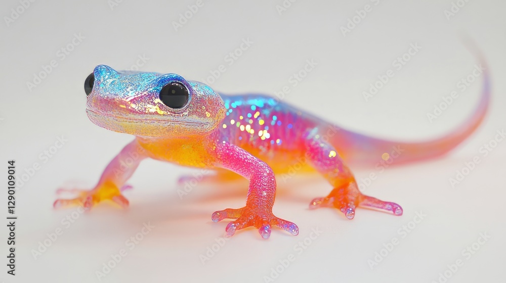 Iridescent Gecko Toy. Fantasy Creature, Playful And Colorful Design. Macro Shot. Iridescent Gecko Toy. Fantasy Creature, Playful And Colorful Design. Macro Shot.