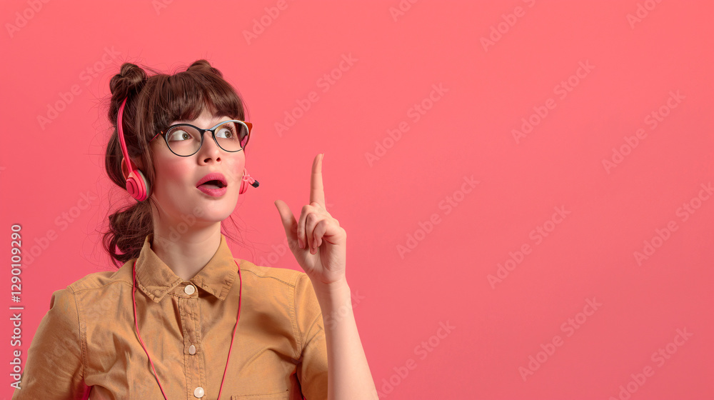 3D render of a customer service agent solving a problem, single-color studio background. 3D render of a customer service agent solving a problem, single-color studio background.