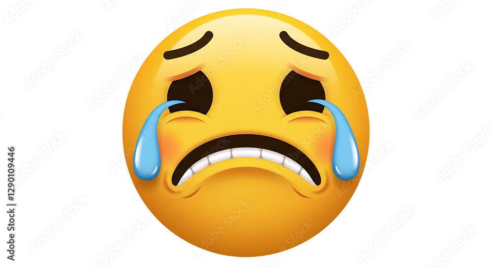 Fototapeta premium Crying Face Emoji with Tears Expressing Sadness or Disappointment