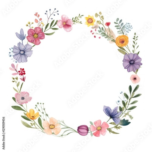 Wallpaper Mural Flower book circle border pattern wreath plant. Torontodigital.ca
