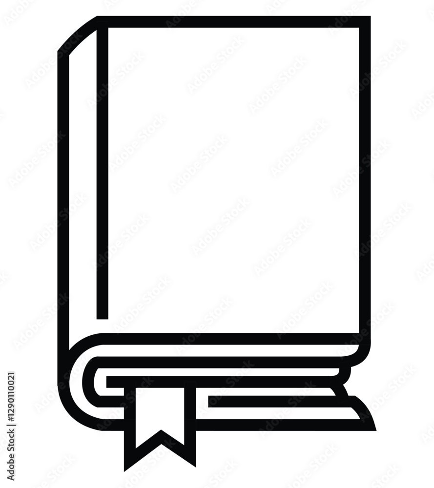 Vector illustration of book icon with border band. line drawing style. black and white color. Vector illustration of book icon with border band. line drawing style. black and white color.