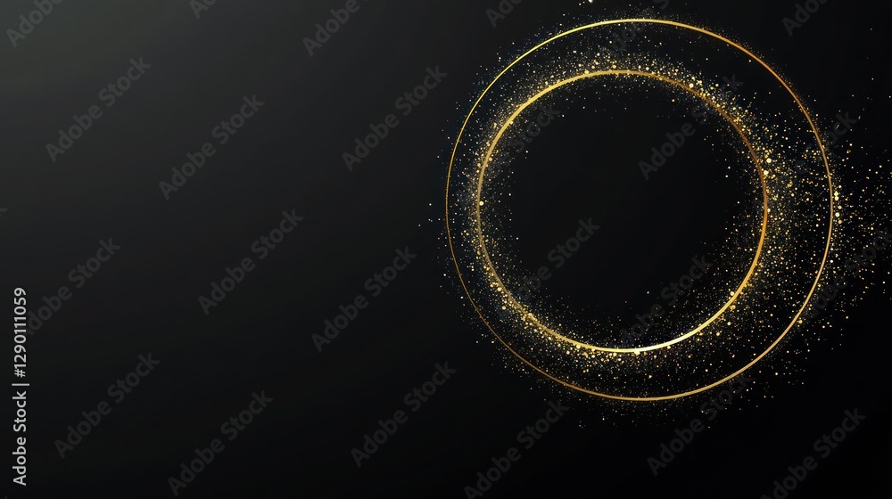 Fototapeta premium Sparkling golden circular design on a dark background