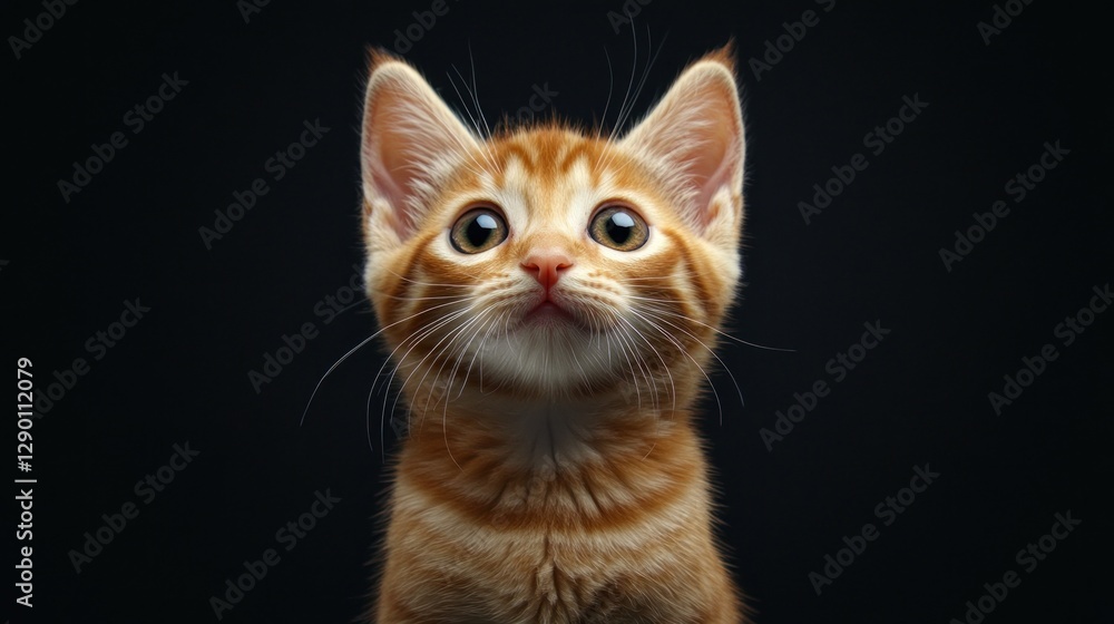 Curious orange tabby kitten gazing with wide eyes Curious orange tabby kitten gazing with wide eyes