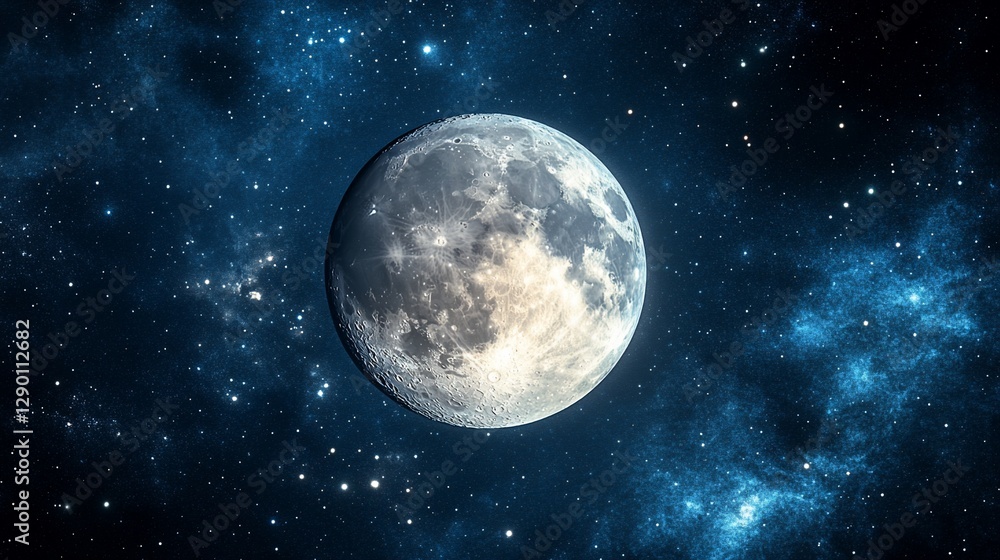 Full moon in a starry night sky. Full moon in a starry night sky.