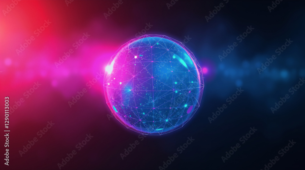 Glowing digital sphere Advanced AI interface, dark space, iridescent colors Glowing digital sphere Advanced AI interface, dark space, iridescent colors