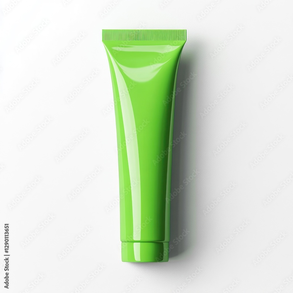 Green tube cosmetic container on white background Green tube cosmetic container on white background
