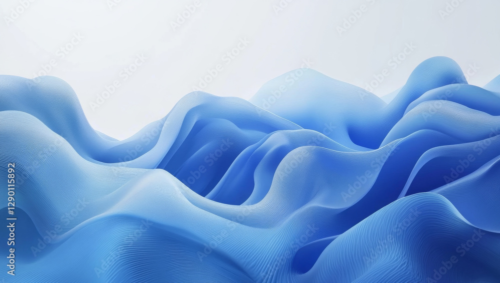 Obraz premium Smooth blue waves create abstract background with calming gradient