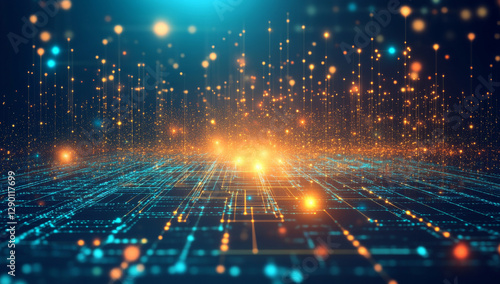 Abstract technology background with glowing dots and lines