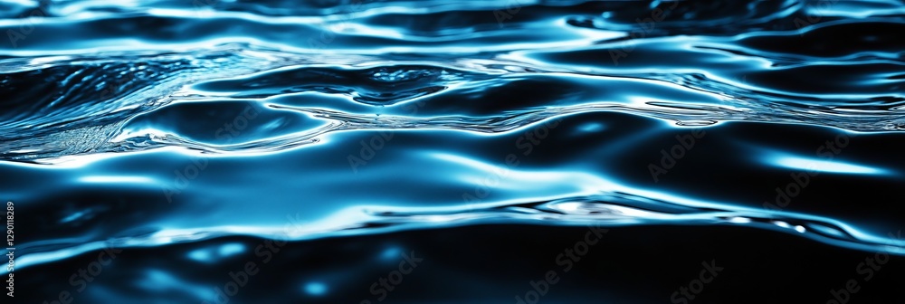 Radiant blue water creating gentle waves in a serene aquatic setting at dusk Radiant blue water creating gentle waves in a serene aquatic setting at dusk