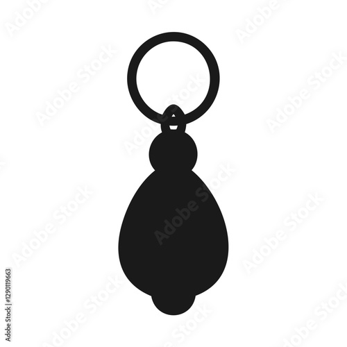 Simple Black Keyring Silhouette Against White Background