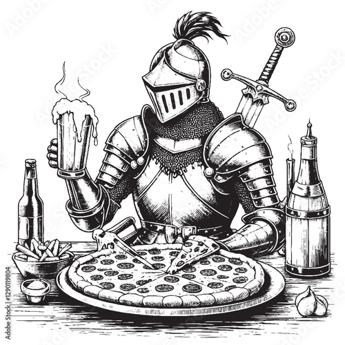 medieval knight with sword