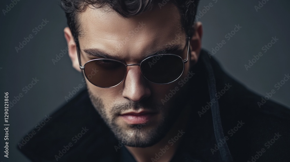 Stylish man in sunglasses with a serious expression Stylish man in sunglasses with a serious expression