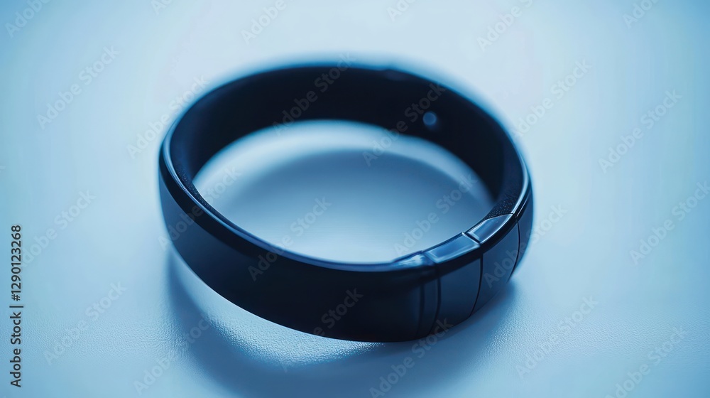 Minimalist black smart band on a light blue surface highlighting sleek design and modern technology for health and fitness tracking Minimalist black smart band on a light blue surface highlighting sleek design and modern technology for health and fitness tracking