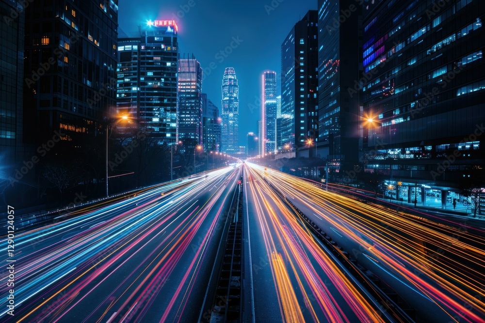 Fototapeta premium Cityscape with Light Trails