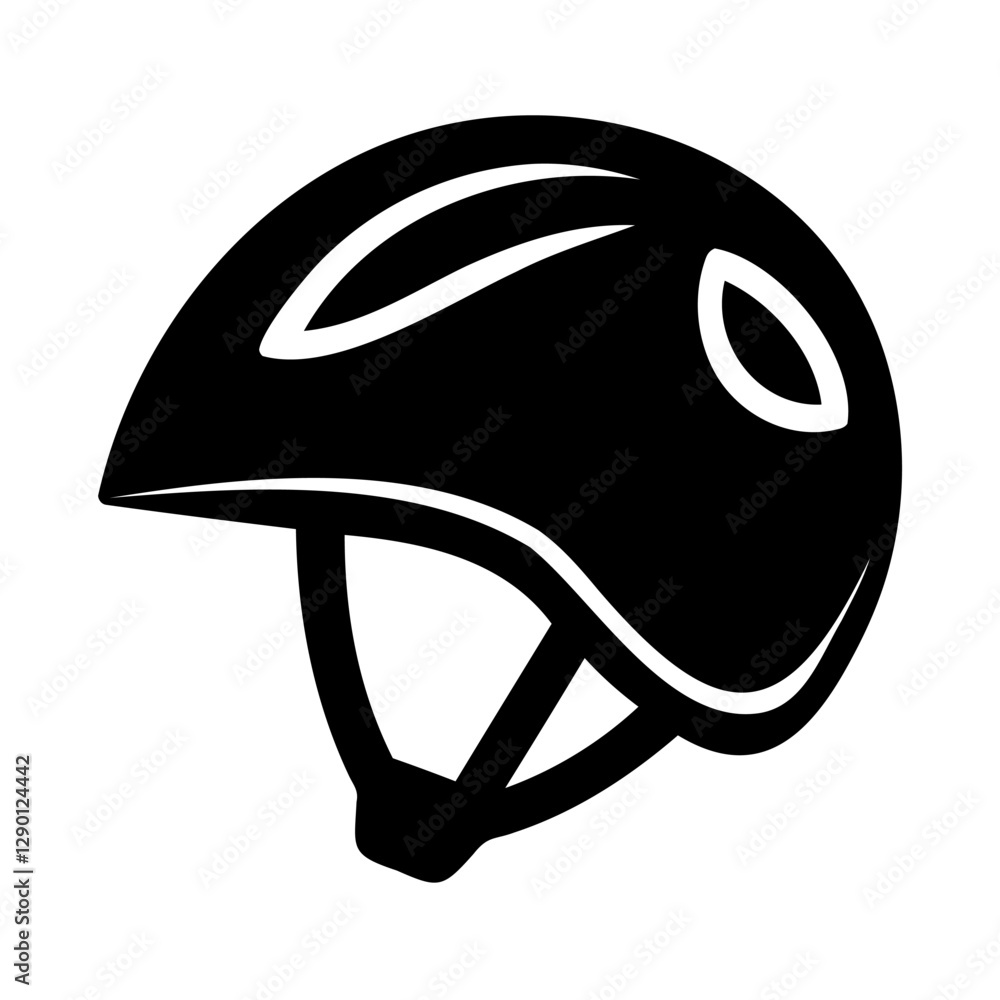 Simple black and white illustration of a protective helmet. Simple black and white illustration of a protective helmet.
