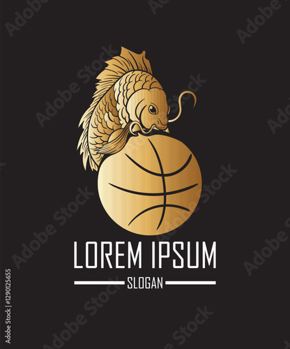 basket ball logo design with fish, dragon and tiger mascot