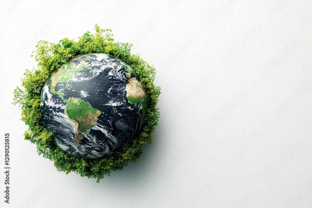 Fototapeta premium Celebrate Earth Day With a Hyper-Realistic Depiction of the Planet Surrounded by Lush Greenery. Generative AI