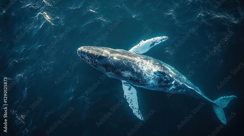 Fototapeta premium whale in deep blue ocean global warming concept