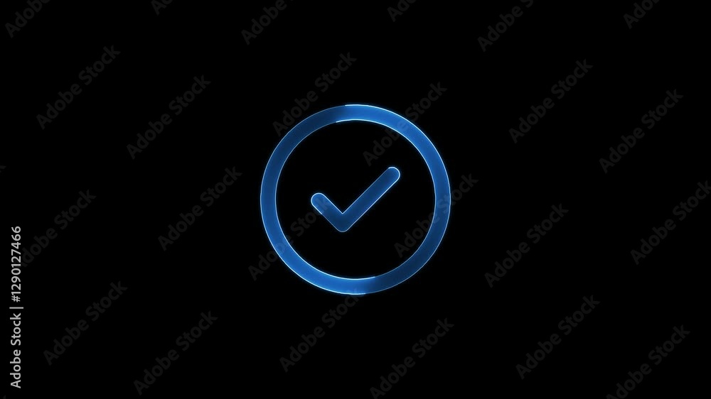 glowing neon check mark icon animation. ok ,done, completed check mark glowing neon check mark icon animation. ok ,done, completed check mark