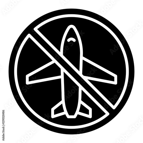 Illustration of No Flying Sign Glyph Icon