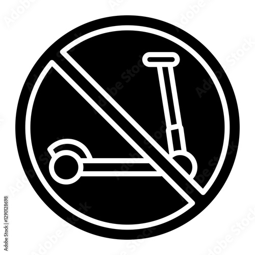 Illustration of No Kick Scooter Sign Glyph Icon