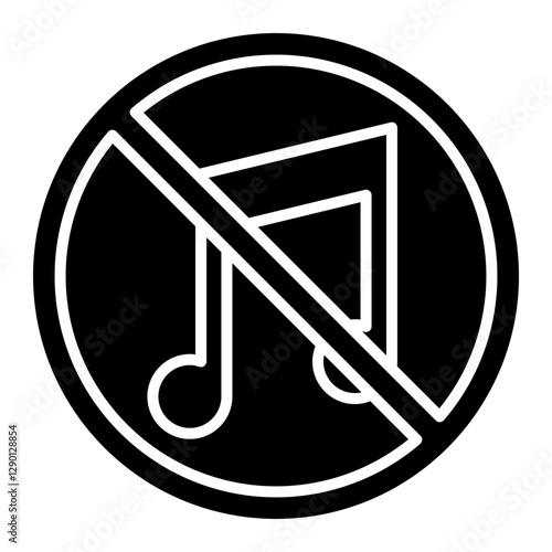 Illustration of No Music Sign Glyph Icon