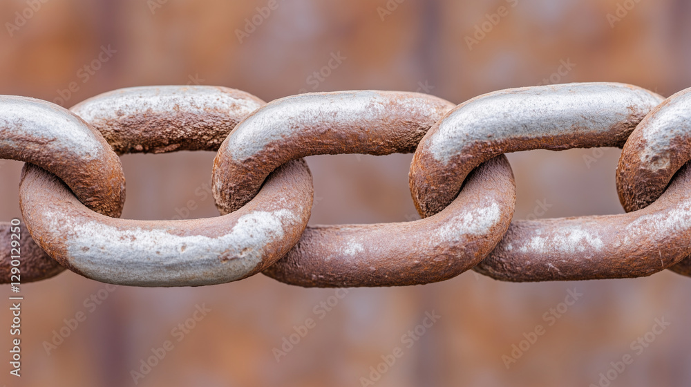 Rusty Chain of Strength: A close-up showcases a robust, weathered chain, each link bearing the marks of time and exposure. Rusty Chain of Strength: A close-up showcases a robust, weathered chain, each link bearing the marks of time and exposure.