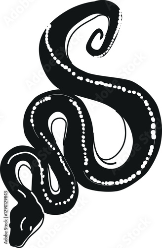 Black-and-white dangerous serpent vector illustration