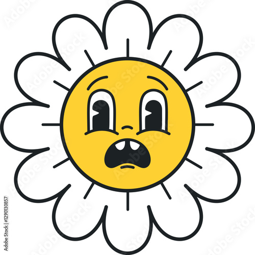 Groovy comic daisy shocked emoticon