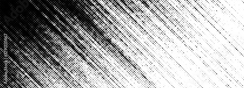 Grunge halftone scratch line background. Fading grit noise texture. Dotted pop art sand wallpaper. Retro dynamic pixelated stripe backdrop. Anime or manga style comic overlay. Vector halfton template