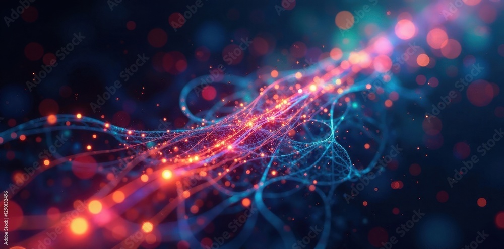Vibrant fiber optic strands, rainbow hues, intricate network, efficiency, network, hue Vibrant fiber optic strands, rainbow hues, intricate network, efficiency, network, hue